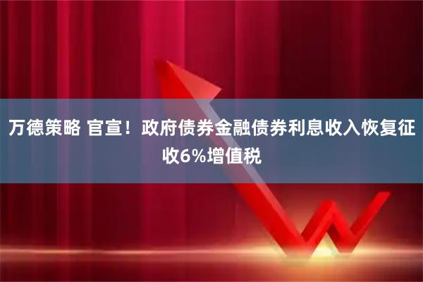 万德策略 官宣！政府债券金融债券利息收入恢复征收6%增值税